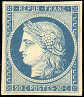 (*) N°8, 20c. Bleu S/jaunâtre Dit ''Durrieu''. Grandes Marges. Non émis. SUP - 1849-1850 Ceres