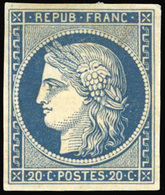 (*) N°8a, 20c. Bleu Foncé Dit ''Marquelet''. Belles Marges. SUP. - 1849-1850 Cérès