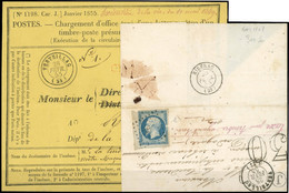O N°10, 25c. Bleu S/lettre Frappée Du CàD De VERTEILLAC Du 28 Février 1855 Et à Destination De RIBERAC + Cachet De La Bo - 1852 Louis-Napoléon