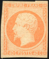 * N°16, 40c. Orange. Très Grande Fraîcheur. 1 Marge Courte. Pli D'origine. TB. - 1853-1860 Napoléon III