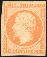 * N°16, 40c. Orange. Très Grande Fraîcheur. 1 Marge Courte. Pli D'origine. TB. - 1853-1860 Napoléon III.