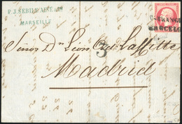 O N°17, 80c. Rose Obl. ESTRANGERO/BARCELONA S/lettre Manuscrite De MARSEILLE Du 3 Octobre 1861 à Destination De MADRID.  - 1853-1860 Napoléon III