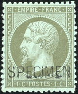 ** N°19f, 1c. Olive. Surcharge ''SPECIMEN''. Bien Centré. TB. - 1862 Napoléon III.