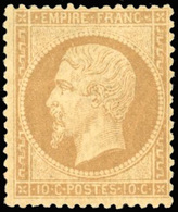 * N°21, 10c. Bistre. Centrage Superbe Pour Ce Timbre Difficile. TB. - 1862 Napoléon III