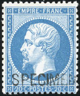 ** N°22d, 20c. Bleu. Surcharge ''SPECIMEN''. TB. - 1862 Napoléon III