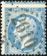 O N°22, 20c. Bleu. 2 Pièces Obl. Très Décentrées Mais Avec Amorce De Tête-Bêche. TB. - 1862 Napoléon III