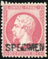 * N°24d, 80c. Rose. Surcharge ''SPECIMEN'' Multiple. TB. - 1862 Napoléon III.