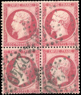 O N°24, 80c. Rose. Obl. GC 2240. Bloc De 4. TB. - 1862 Napoléon III
