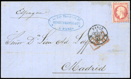 O N°24, 80c. Rose, Piquage Susse, Obl. Pointillés, S/lettre Frappée Du CàD Du PARIS Du 14 Décembre 1861 à Destination De - 1862 Napoléon III.