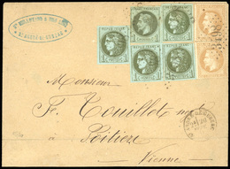 O N°25+ 28x4, + 39x4. 1c. Bronze + 10c. Bistre X 2 + 1c. Olive X 4 (1 Ex. Avec Déf.) Obl. GC 3498 S/lettre Frappée Du Cà - 1863-1870 Napoléon III Lauré