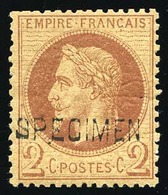 * N°26Be, 2c. Rouge-brun. Surcharge SPECIMEN. TB. - 1863-1870 Napoléon III Lauré