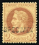 * N°26Be, 2c. Rouge-brun. Surcharge SPECIMEN. TB. - 1863-1870 Napoléon III Con Laureles