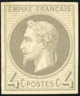 * N°27Bf, 4c. Gris. Impression Fine De Rothschild. ND. Signé CALVES. B. - 1863-1870 Napoléon III Lauré