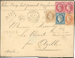 O N°28A + 31 + 32, X 2 + 37. 10c. Bistre + 40c. Orange + 80c. Rose X 2 + 20c. Bleu Obl. GC 33 S/lettre Frappée Du CàD De - 1863-1870 Napoléon III Lauré