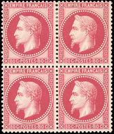 ** N°32, 80c. Rose Vif. Bloc De 4. 2 Timbres *. Fraîcheur Exceptionnelle. SUP. - 1863-1870 Napoléon III Con Laureles