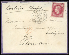 O N°32, 80c. Rose Obl. étoile 3 S/lettre Frappée Du CàD De PARIS - PL. DE LA MADELEINE Du 28 Septembre 1869 à Destinatio - 1863-1870 Napoléon III Lauré