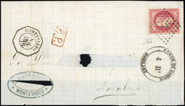 O N°32, 80c. Rose Obl. Ancre S/fragment De Lettre Frappée Du CàD De MONTEVIDEO Du 1er Octobre 1870 à Destination De BARC - 1863-1870 Napoléon III Lauré