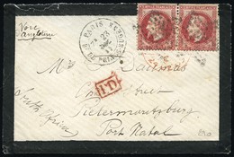 O N°32, Paire Du 80c. Rose Obl. étoile S/lettre Frappée Du CàD De PARIS Du 23 Décembre 1871 à Destination De PIETERMARIT - 1863-1870 Napoléon III Con Laureles