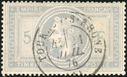 O N°33a, 5F. Gris Bleu. Obl. CàD Central. 1 Dent Légèrement Courte Sinon SUP. - 1863-1870 Napoléon III Lauré