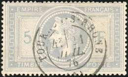 O N°33a, 5F. Gris Bleu. Obl. CàD Central. 1 Dent Légèrement Courte Sinon SUP. - 1863-1870 Napoléon III Con Laureles