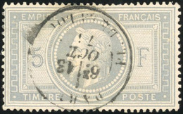 O N°33Ad, 5F. Empire. Grand Chiffre ''5''. Obl. Centrale Dégageant La Variété Et Encadrant L'effigie. SUP. - 1863-1870 Napoléon III Con Laureles