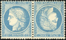 * N°37d, 20c. Bleu. Paire Tête-bêche. TB. - 1870 Siège De Paris