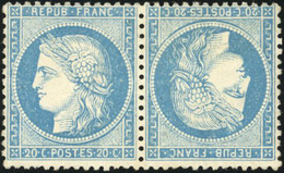 * N°37d, 20c. Bleu. Paire Tête-bêche. TB. - 1870 Asedio De Paris