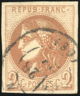 O N°40B, 2c. Brun-rouge. Report II. Obl. Grandes Marges. SUP. - 1870 Emission De Bordeaux