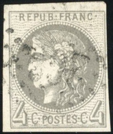 O N°41Bd, 4c. Gris Foncé. Report 2. Obl. TB. - 1870 Emisión De Bordeaux