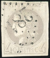 O N°41Bb, 4c. Gris-lilas. Report 2. Obl. TB. - 1870 Emission De Bordeaux