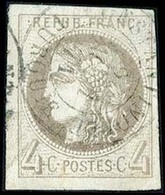 O N°41Bc, 4c. Gris Noir Obl. CàD CONSTANTINOPLE. Aminci, Sinon TB. - 1870 Emisión De Bordeaux