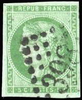 O N°42Bb, 5c. Vert émeraude. Obl. GC. TB. - 1870 Emisión De Bordeaux