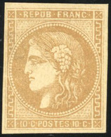 * N°43A, 10c. Bistre. Report I. Pli Dans Un Coin. B. - 1870 Emission De Bordeaux