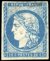 O N°44A, 20c. Bleu. Obl. Très Légère. SUP. - 1870 Emission De Bordeaux
