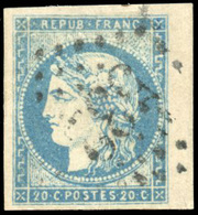 O N°44A, 20c. Bleu. Type I. Report 1. Obl. BdeF. SUP. - 1870 Emission De Bordeaux