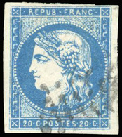 O N°44Ab, 20c. Bleu Outremer. Obl. Légère. SUP. - 1870 Emission De Bordeaux