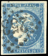 O N°44B, 20c. Bleu Foncé. Obl. GC. TB. - 1870 Emission De Bordeaux