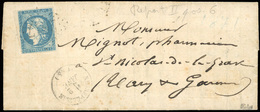 O N°44B, 20c. Bleu, Type I, Report 2, Position 6 Obl. Légère GC S/lettre Frappée Du CàD De NEGREPELISSE Du 2 Janvier à D - 1870 Emission De Bordeaux