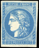 * N°45B, 20c. Bleu. Type II. Report 2. TB. - 1870 Emission De Bordeaux