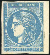 * N°45C, 20c. Bleu. Type II. Report 3. Petit BdeF. TB. - 1870 Emission De Bordeaux