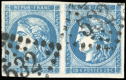 O N°45C, Paire Du 20c. Bleu. Obl. GC 532. TB. - 1870 Emission De Bordeaux