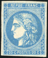 * N°46B, 20c. Bleu. Type III. Report 2. B. - 1870 Emission De Bordeaux