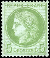 ** N°53, 5c. Vert Sur Azuré. SUP. - 1871-1875 Cérès