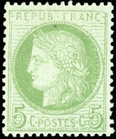 * N°53, 5c. Vert-jaune S/azuré. Bon Centrage. TB. - 1871-1875 Ceres