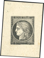 (*) N°55, Essai Du 15c. En Noir. Valeur Petit ''5'' à Gauche. Impression Recto Verso. TB. R. - 1871-1875 Cérès