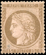 * N°55b, Erreur Du 15c. Brun S/rose. Bien Centré. TB. - 1871-1875 Cérès