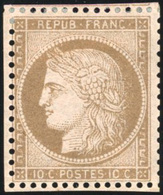 * N°58, 10c. Brun S/rose. TB. - 1871-1875 Cérès