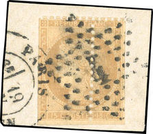 O N°59, 15c. Bistre. Dentelure Centrale. Obl. S/petit Fragment. B. - 1871-1875 Ceres