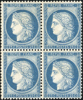 ** N°60C, 25c. Bleu. Type III. Bloc De 4. Belle Nuance. SUP. - 1871-1875 Cérès