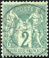 O N°62, 2c. Vert. Obl. Légère. Bien Centré. TB. - 1876-1878 Sage (Type I)